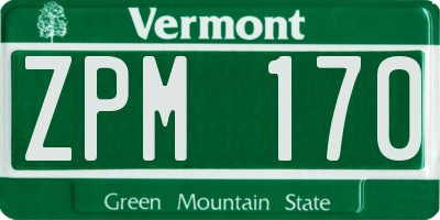 VT license plate ZPM170