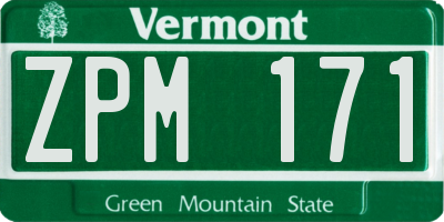 VT license plate ZPM171