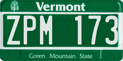 VT license plate ZPM173