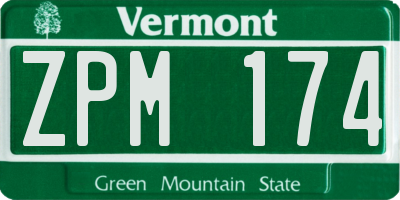 VT license plate ZPM174