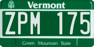 VT license plate ZPM175