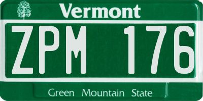 VT license plate ZPM176