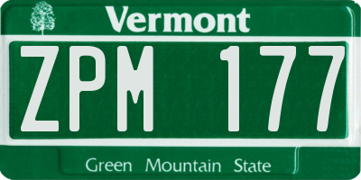 VT license plate ZPM177