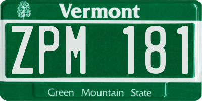 VT license plate ZPM181