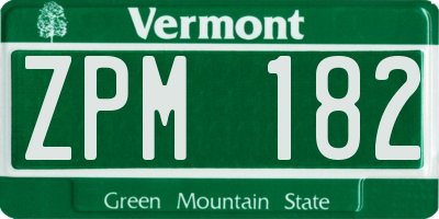 VT license plate ZPM182