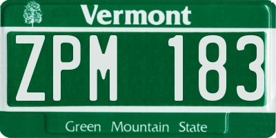 VT license plate ZPM183