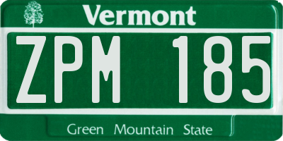 VT license plate ZPM185