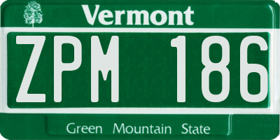 VT license plate ZPM186