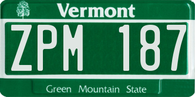 VT license plate ZPM187