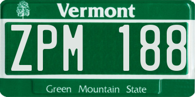 VT license plate ZPM188