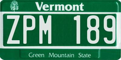 VT license plate ZPM189