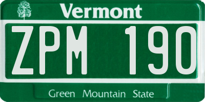 VT license plate ZPM190