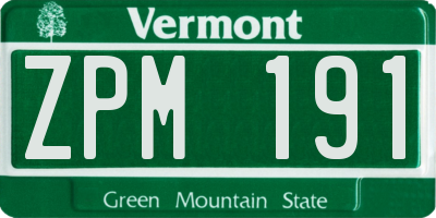 VT license plate ZPM191
