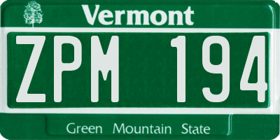 VT license plate ZPM194