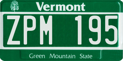 VT license plate ZPM195