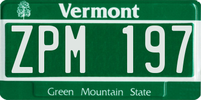 VT license plate ZPM197