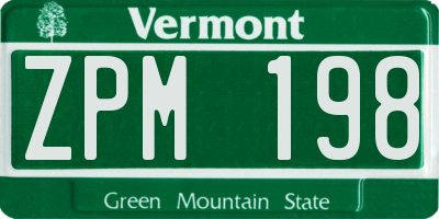 VT license plate ZPM198