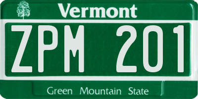 VT license plate ZPM201