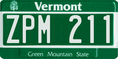 VT license plate ZPM211