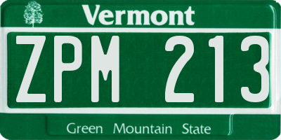 VT license plate ZPM213