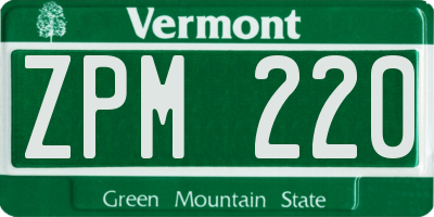 VT license plate ZPM220