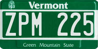 VT license plate ZPM225
