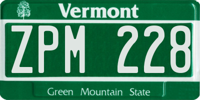 VT license plate ZPM228