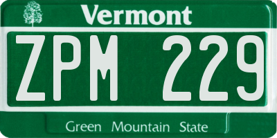 VT license plate ZPM229