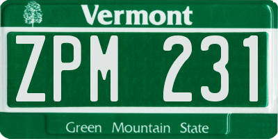 VT license plate ZPM231