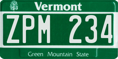VT license plate ZPM234