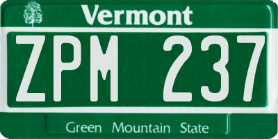 VT license plate ZPM237