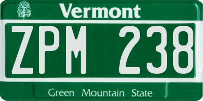 VT license plate ZPM238