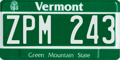 VT license plate ZPM243