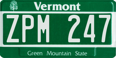 VT license plate ZPM247