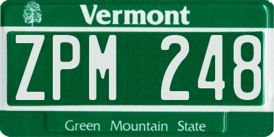 VT license plate ZPM248
