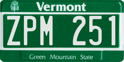 VT license plate ZPM251