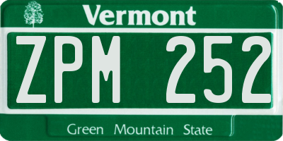 VT license plate ZPM252