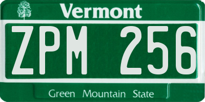 VT license plate ZPM256