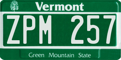 VT license plate ZPM257