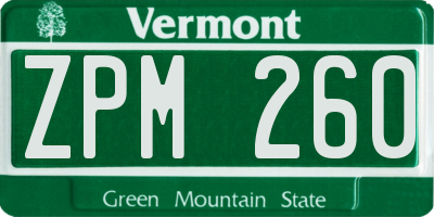 VT license plate ZPM260