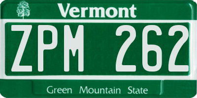 VT license plate ZPM262