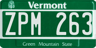 VT license plate ZPM263