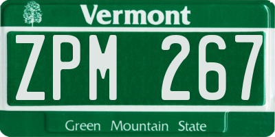 VT license plate ZPM267
