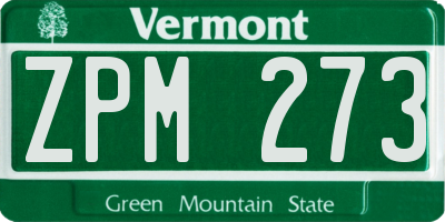 VT license plate ZPM273