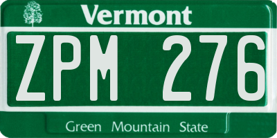 VT license plate ZPM276