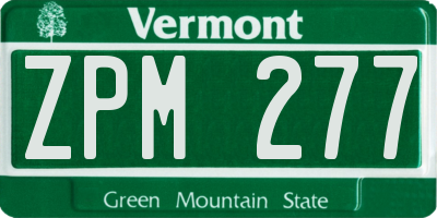 VT license plate ZPM277