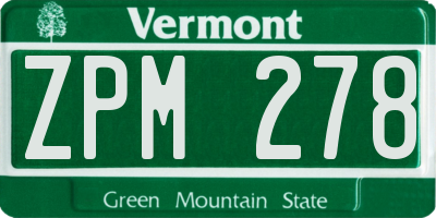 VT license plate ZPM278
