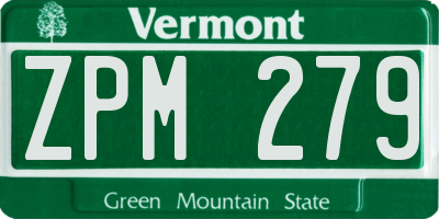 VT license plate ZPM279