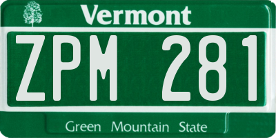 VT license plate ZPM281