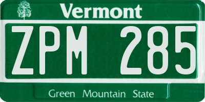VT license plate ZPM285